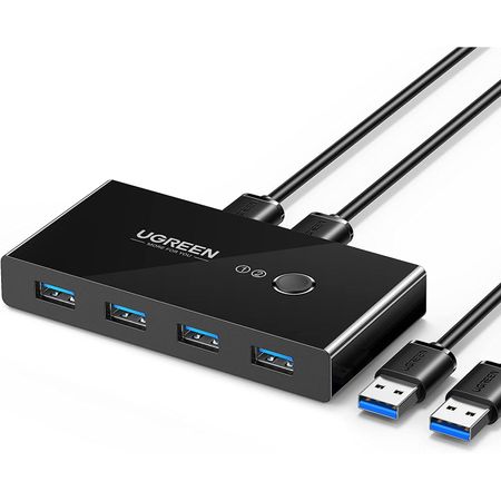 KVM Switch Ugreen Box USB 3.0 Conmutador 2 Puertos 4 Dispositivos con Selector US216 - 30768