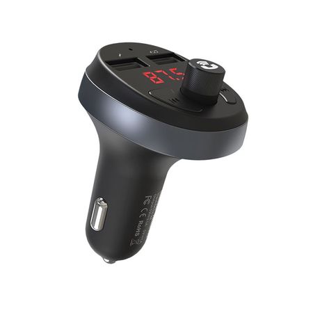 Cargador de auto Transmisor FM USB Hoco E41 2 Puertos Negro De Alta Calidad y Durabilidad