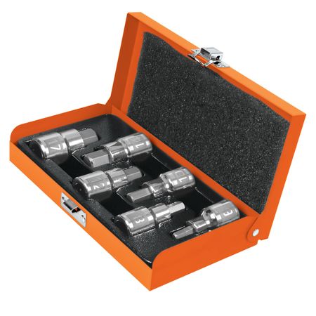 Juego de 6 Dados Punta Hex Encastre 1/2 Pulgadas MM Estuche Metálico Truper 13926
