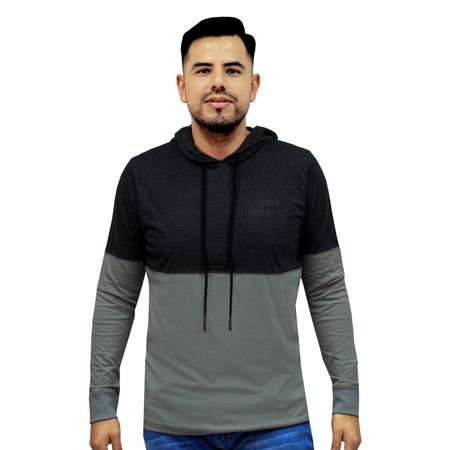 Polo Manga Larga con Capucha Audo Hombre Elenex Gris Talla M