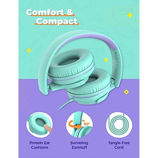 Coby Auriculares con cable para niños, audífonos ligeros con micrófono y  control de volumen, limitación de volumen de 85 dB, auriculares para niños