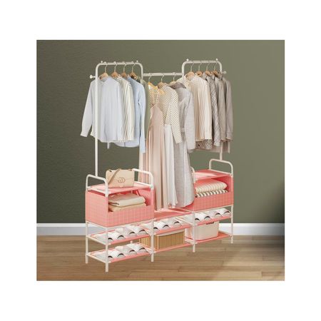 Perchero Colgador Organizador Estante Ropa F46 Rosado
