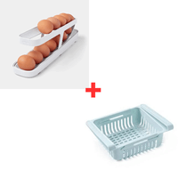 Combo Dispensador de Huevos para Refrigeradora + Cesta Plegable