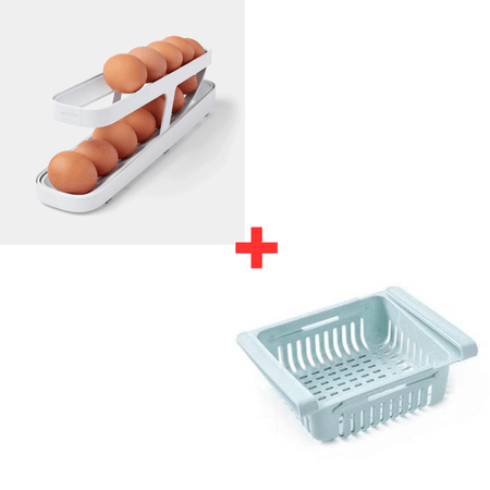 Combo Dispensador de Huevos para Refrigeradora + Cesta Plegable