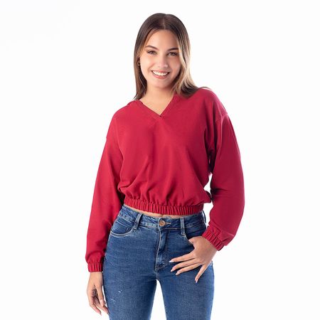 Polera Seventy9_S French Terry Mujer Pionier Vino S