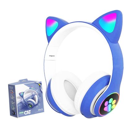 Audífono Bluetooth Gato con Luz Led Azúl