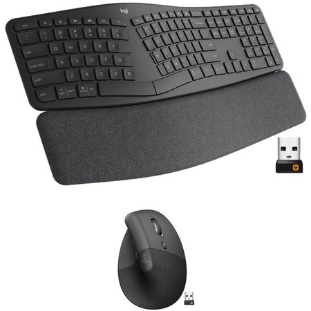 Kit de Productividad Logitech Wireless Ergo K860 con Teclado Dividido y Ratón Vertical Elevado