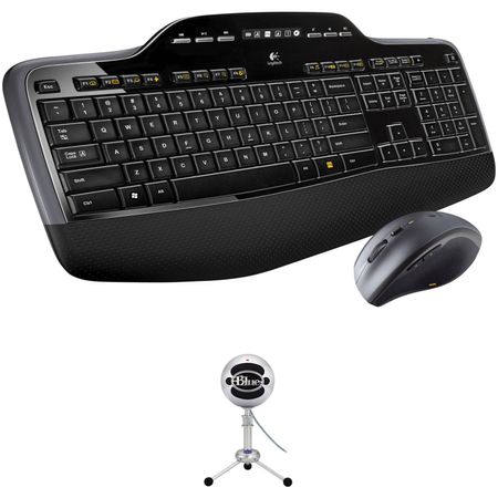 Paquete de Teclado y Ratón Inalámbricos Logitech Mk710 con Micrófono de Condensador Usb Blue Snowbal