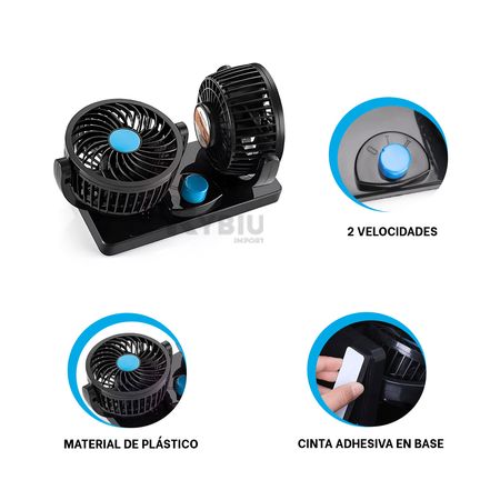 Ventilador de Auto 2 Velocidades Color Negro