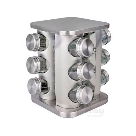 Especiero Vidrio con Base Metalica para 12 Frascos