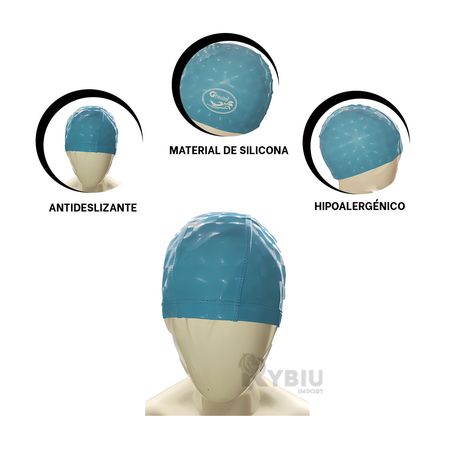 Gorro Antideslizante de Color Celeste para Natacion