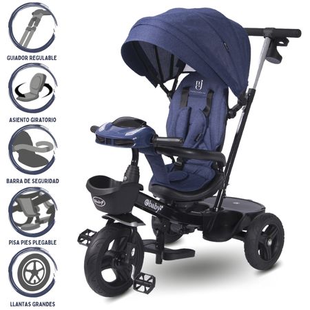 Triciclo Guiador 3 En 1 Ebaby Aria Azul