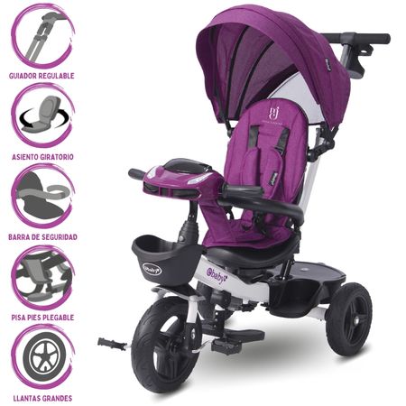 Triciclo Guiador 3 En 1 Ebaby Aria Purple