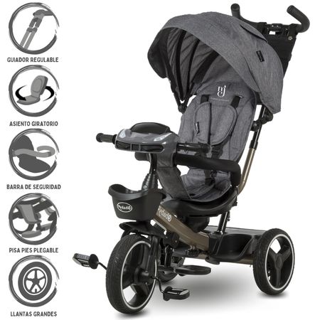 Triciclo Guiador 3 En 1 Ebaby Derio Gris