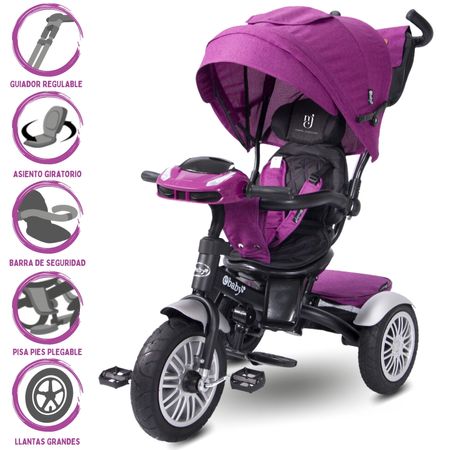 Triciclo Guiador 3 En 1 Ebaby Zoe Rosado