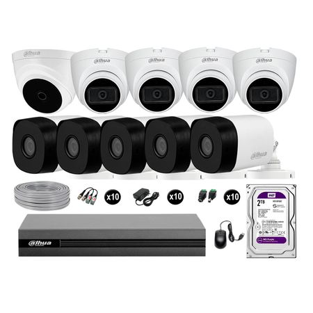 Cámaras Seguridad Dahua Kit 10 Full Hd 04 Cámaras Audio 2tb