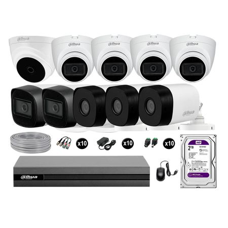 Cámaras Seguridad Dahua Kit 10 Full Hd 6 Cámaras Audio 2tb