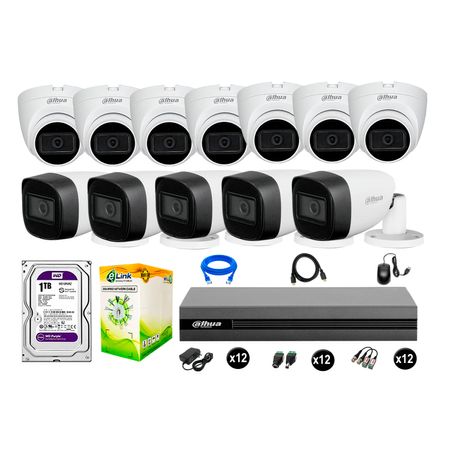 Cámaras Seguridad Dahua Kit 12 Cámaras Full Hd Audio 1tb