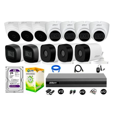 Cámaras Seguridad Dahua Kit 12 Full Hd 6 Cámaras Audio 1tb