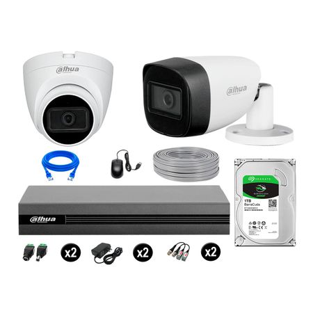 Cámaras Seguridad Dahua Kit 2 Full Hd 2 Cámaras Audio 1tb