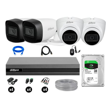 Cámaras Seguridad Dahua Kit 4 Cámaras Full Hd Audio 2tb