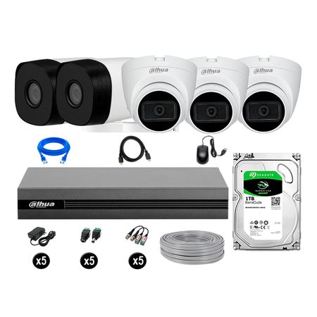 Cámaras Seguridad Dahua Kit 5 Full Hd 03 Cámaras Audio 1tb