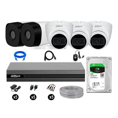 Cámaras Seguridad Dahua Kit 5 Full Hd 03 Cámaras Audio 2tb