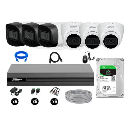 Cámaras Seguridad Dahua Kit 6 Cámaras Full Hd Audio 2tb