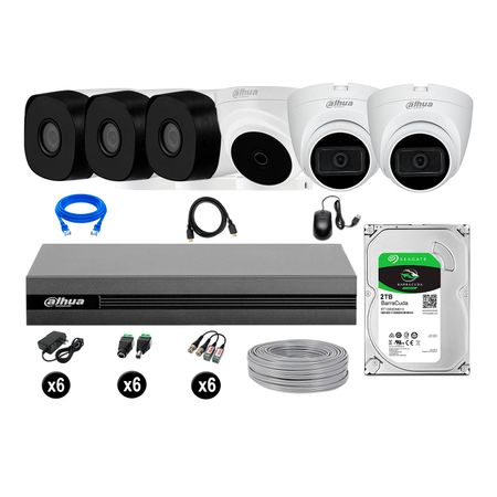 Cámaras Seguridad Dahua Kit 6 Full Hd 02 Cámaras Audio 2tb