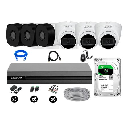 Cámaras Seguridad Dahua Kit 6 Full Hd 03 Cámaras Audio 1tb