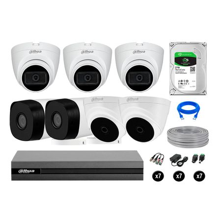 Cámaras Seguridad Dahua Kit 7 Full Hd 03 Cámaras Audio 2tb