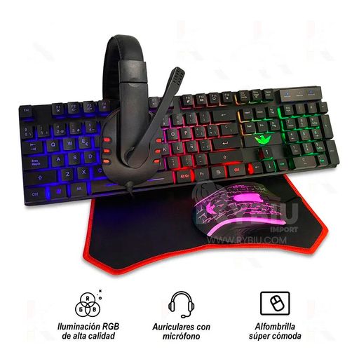 Combo Pack Gaming Teclado - Ratón - Auricular - Alfombrilla (ma