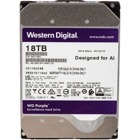 Disco Duro Interno de Vigilancia Wd Purple de 18Tb Sata Iii 7200 Rpm 3.5 Venta Al por Menor