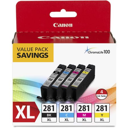 Value Pack de Tanques de Tinta Canon Cli 281 Xl Bkcmy de 4 Colores