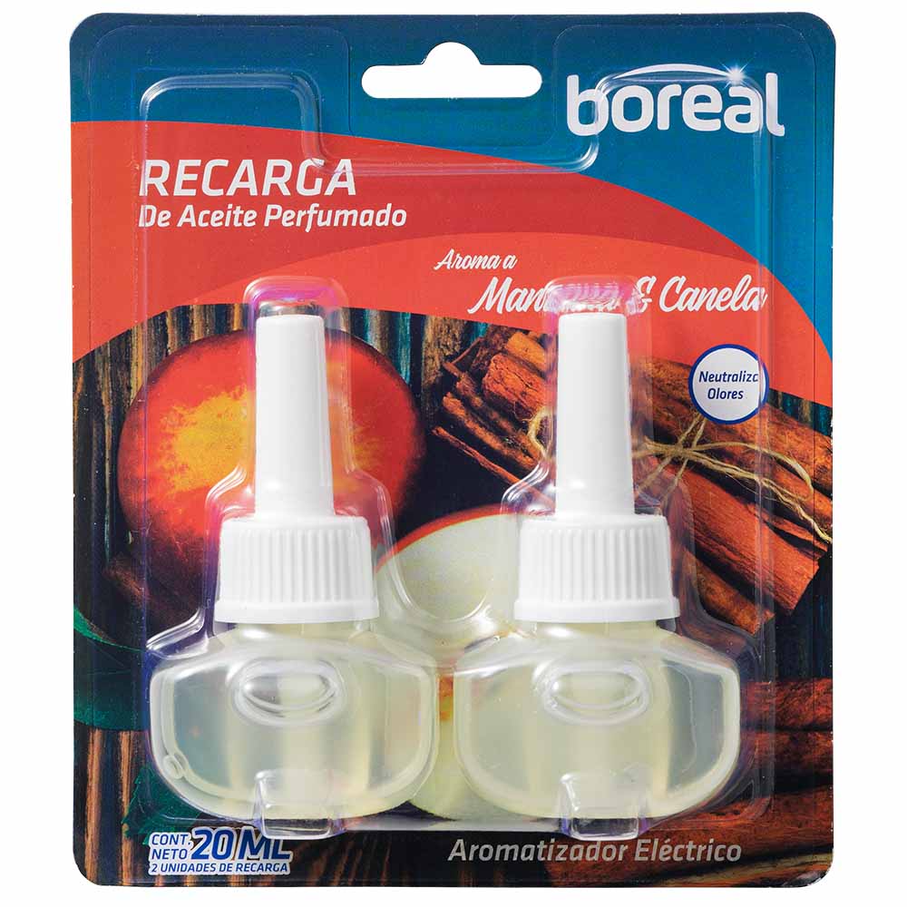 Aromatizador Eléctrico BOREAL Manzana-Canela Recarga Paquete 2un