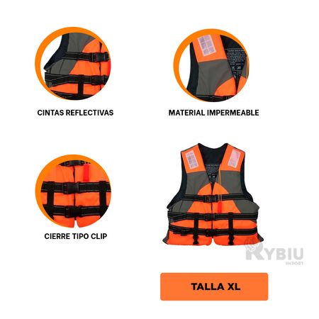 Chaleco Salvavidas de Talla XL Color Anaranjado