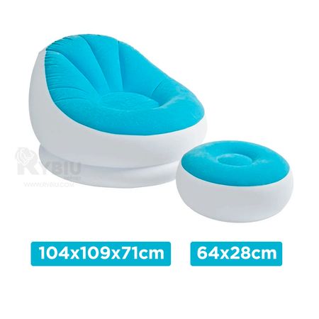 Inflable Sofa y Poof con Resplandor Celeste