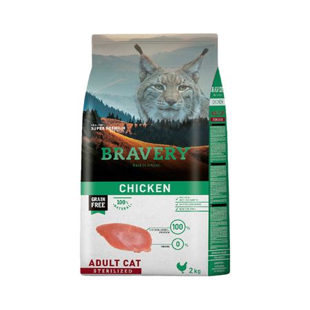 Bravery Alimento Seco Gato Adulto Esterilizado Pollo 2 Kg