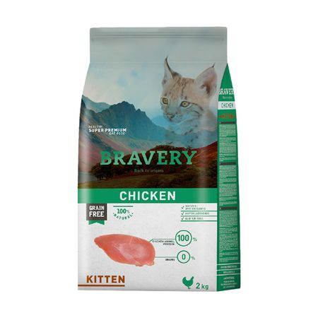 Bravery Alimento Seco Para Gatito Pollo 2 Kg