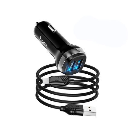 Cargador para coche USB a Micro USB Hoco Z40 2.4A Negro De Alta Calidad y Durabilidad