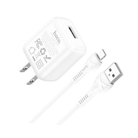 Cargador USB a Lightning y cable de 1m Hoco C96 2.1A Blanco De Alta Calidad y Durabilidad