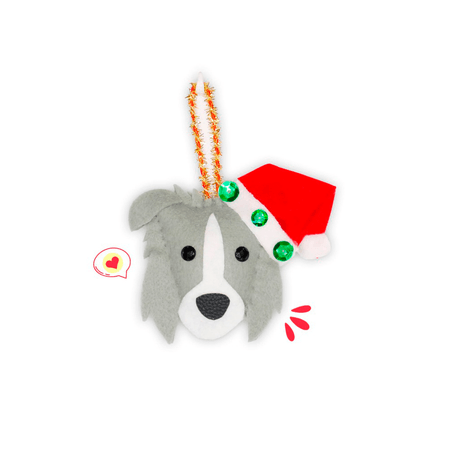 Colgante Navidad Dog Lover Khurmi Border Collie Plomo/Blanco Hecho a Mano