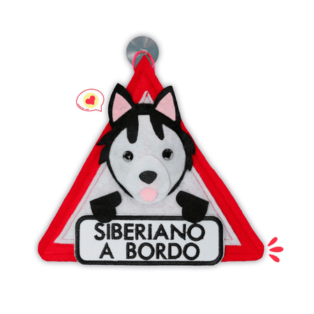 Colgante A Bordo Dog Lover Khurmi Siberiano Negro/Blanco Hecho a Mano