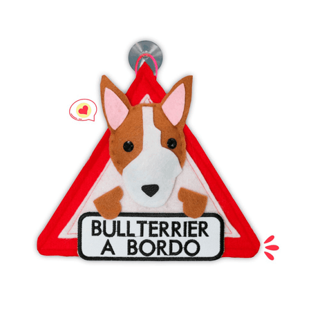 Colgante A Bordo Dog Lover Khurmi Bullterrier Marrón/Blanco Hecho a Mano