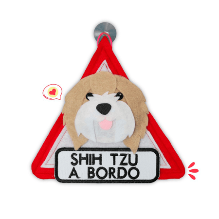 Colgante A Bordo Dog Lover Khurmi Shih Tzu Beige/Blanco Hecho a Mano