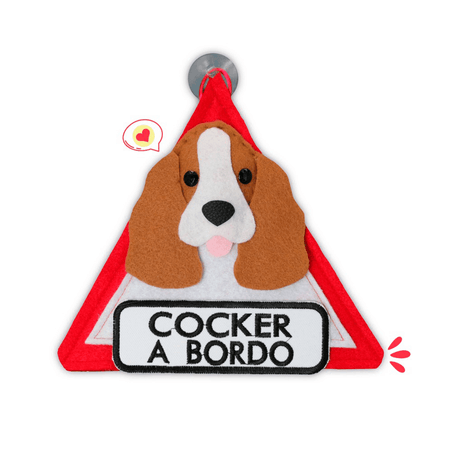 Colgante A Bordo Dog Lover Khurmi Cocker Camote/Blanco Hecho a Mano