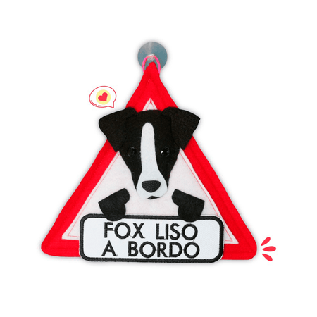 Colgante A Bordo Dog Lover Khurmi Fox Liso Negro/Blanco Hecho a Mano