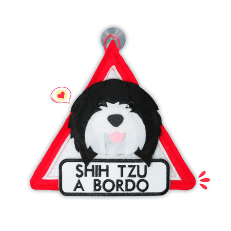 Colgante A Bordo Dog Lover Khurmi Shih Tzu Negro/Blanco Hecho a Mano