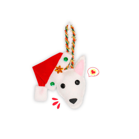 Colgante Navidad Dog Lover Khurmi Bullterrier Blanco Hecho a Mano