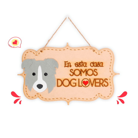 Colgante Trupán Dog Lover Khurmi Border Collie Plomo/Blanco Hecho a Mano